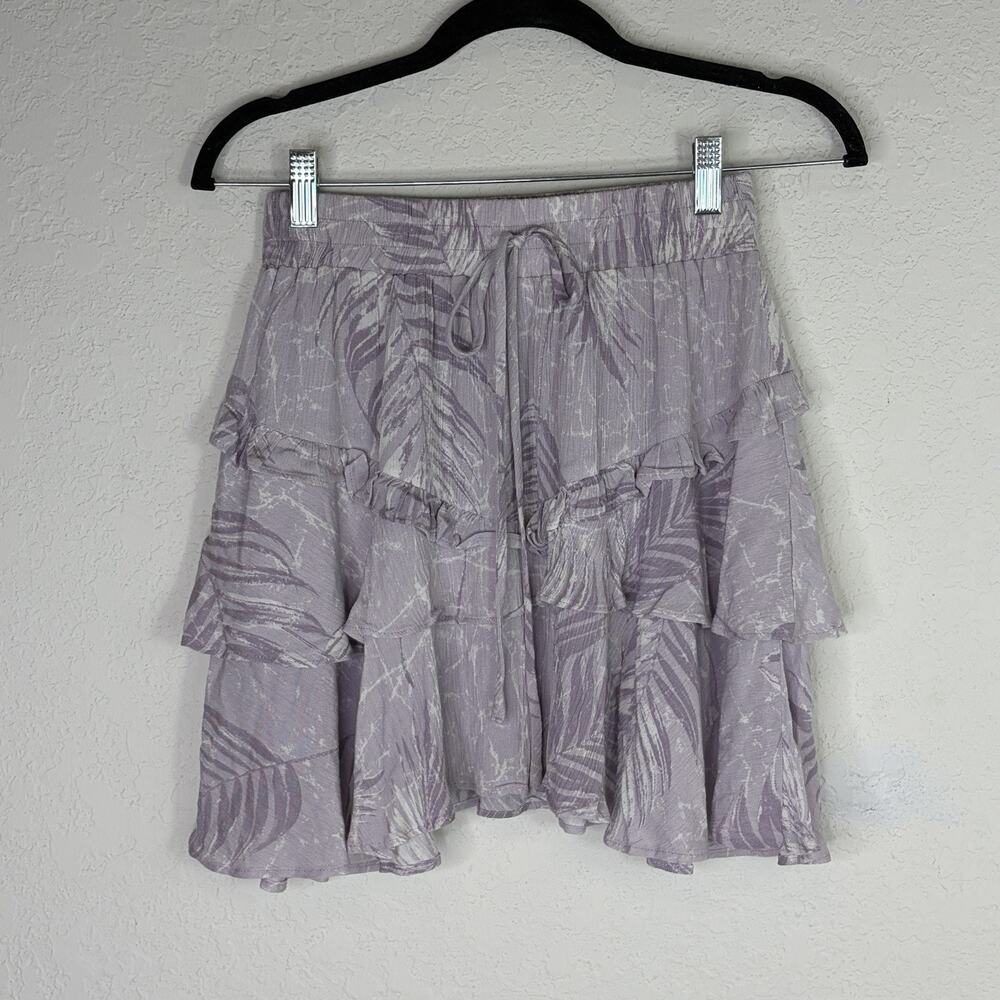 Whiteroom + Cactus Lavender Mini Skirt Size M, ruffle layered lined, summer chic